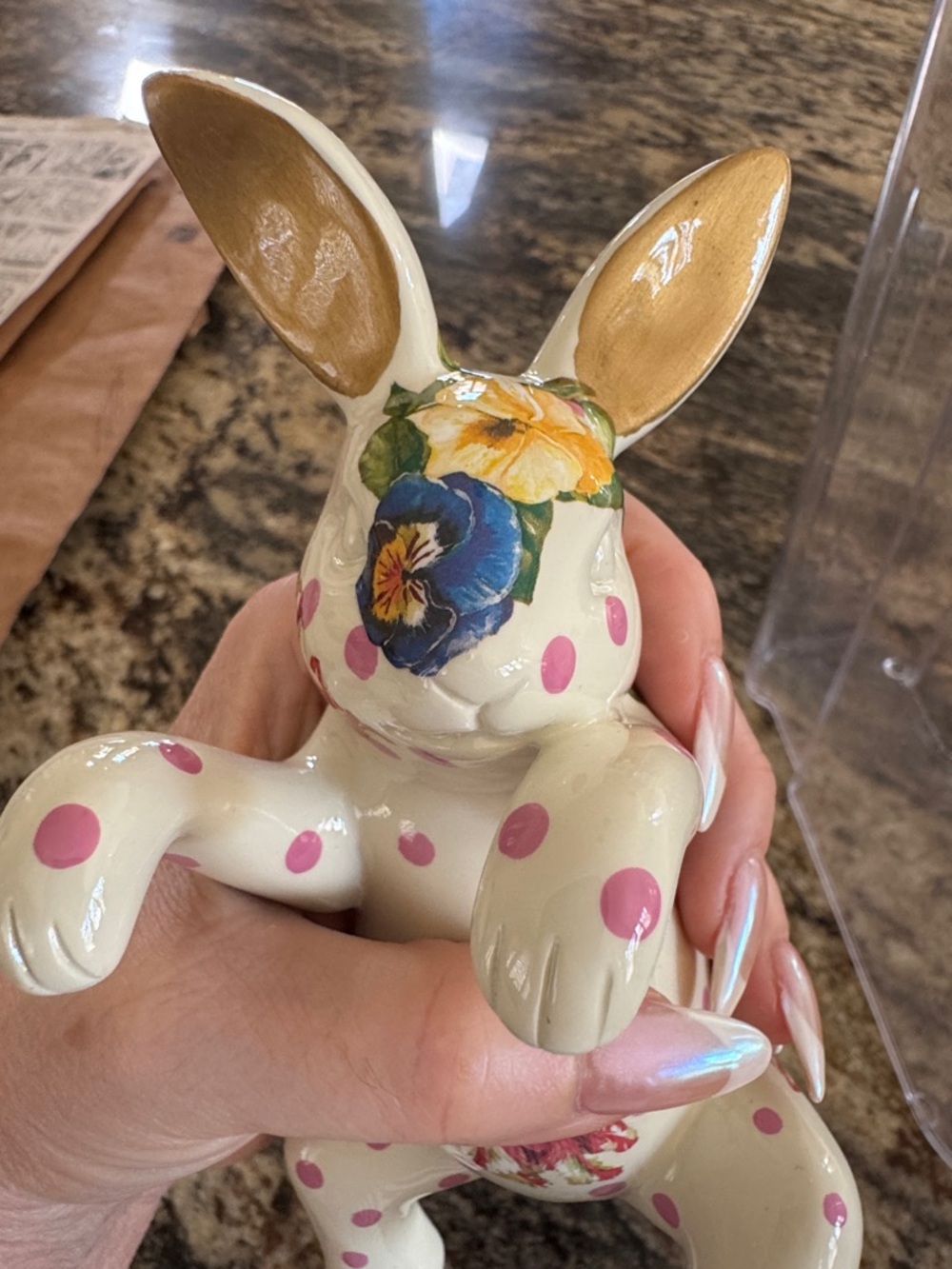 Mackenzie Childs Floral Polka Dot Bunny Sculpture - Decorative Home Art - Picture 6 of 6